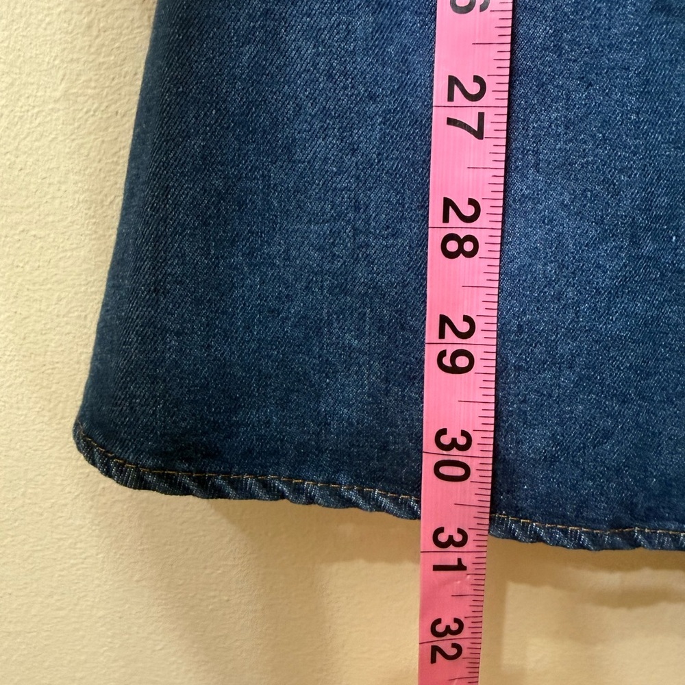Denim Ruffle Mini Dress - Blue - Picture 4 of 7